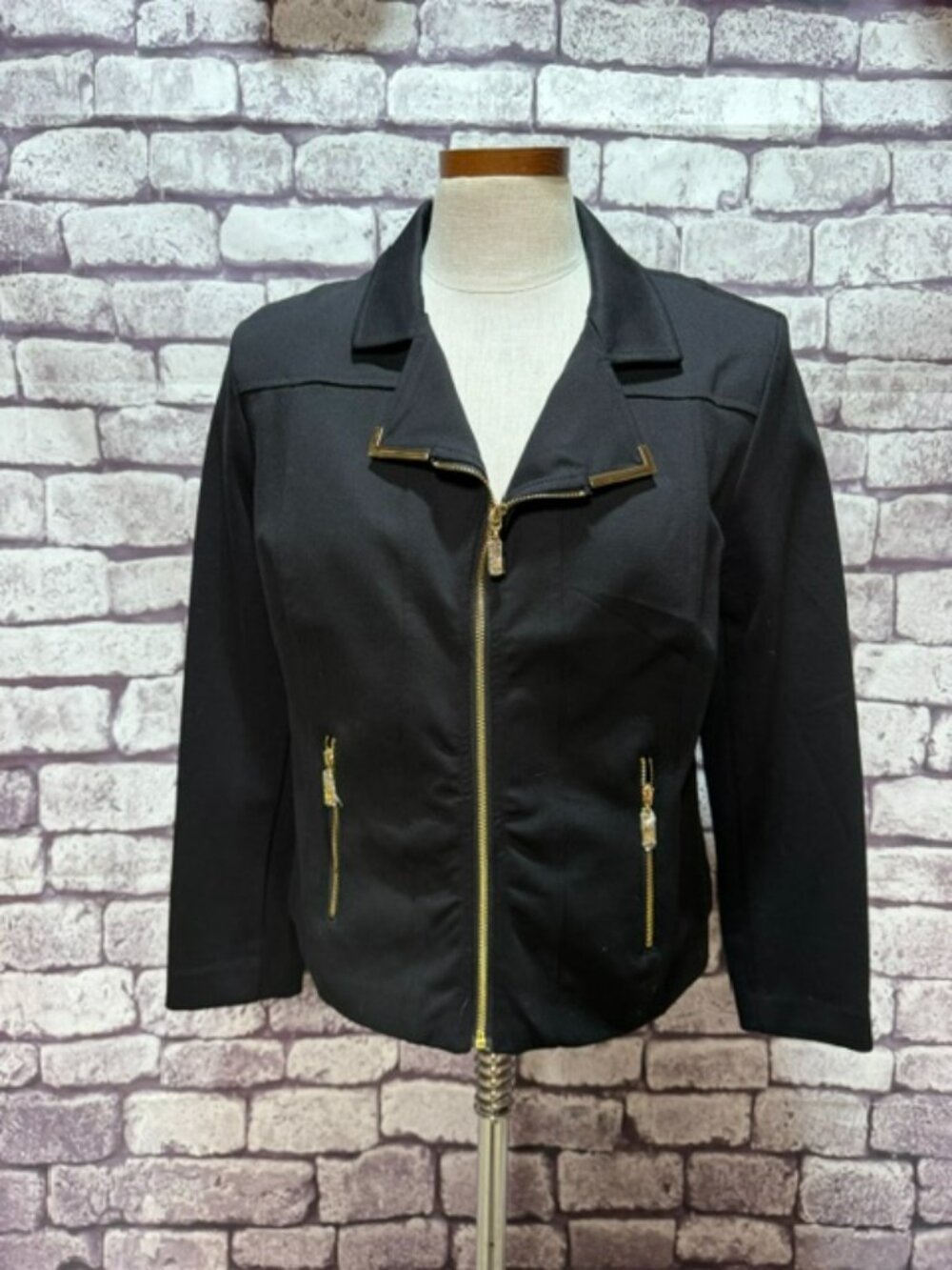 Anne Klein Black Long Sleeve Jacket Size PL